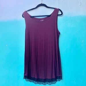 LOGO maroon purple tank top w lace trim